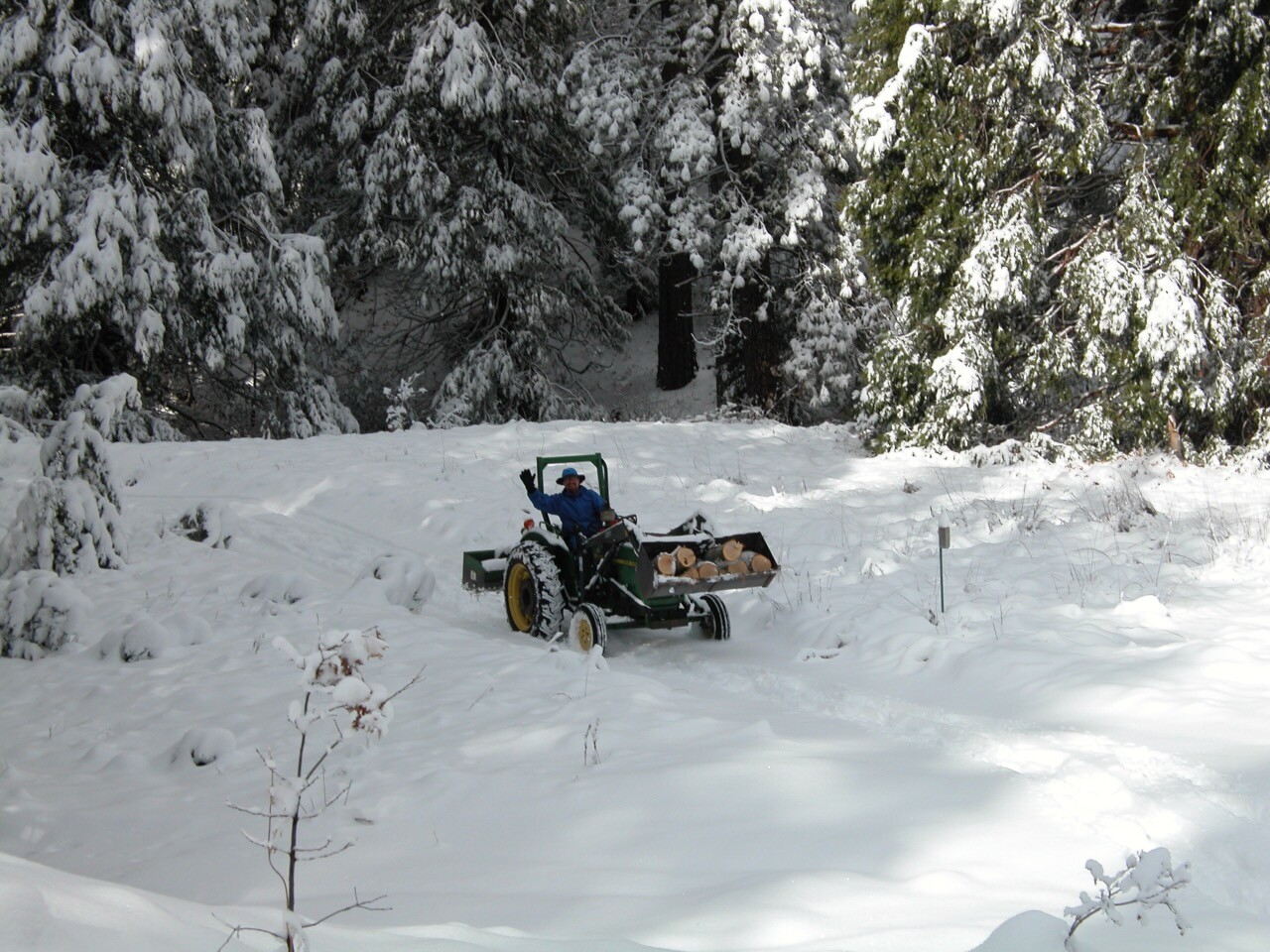 Snow plowing our road into the James Reserve