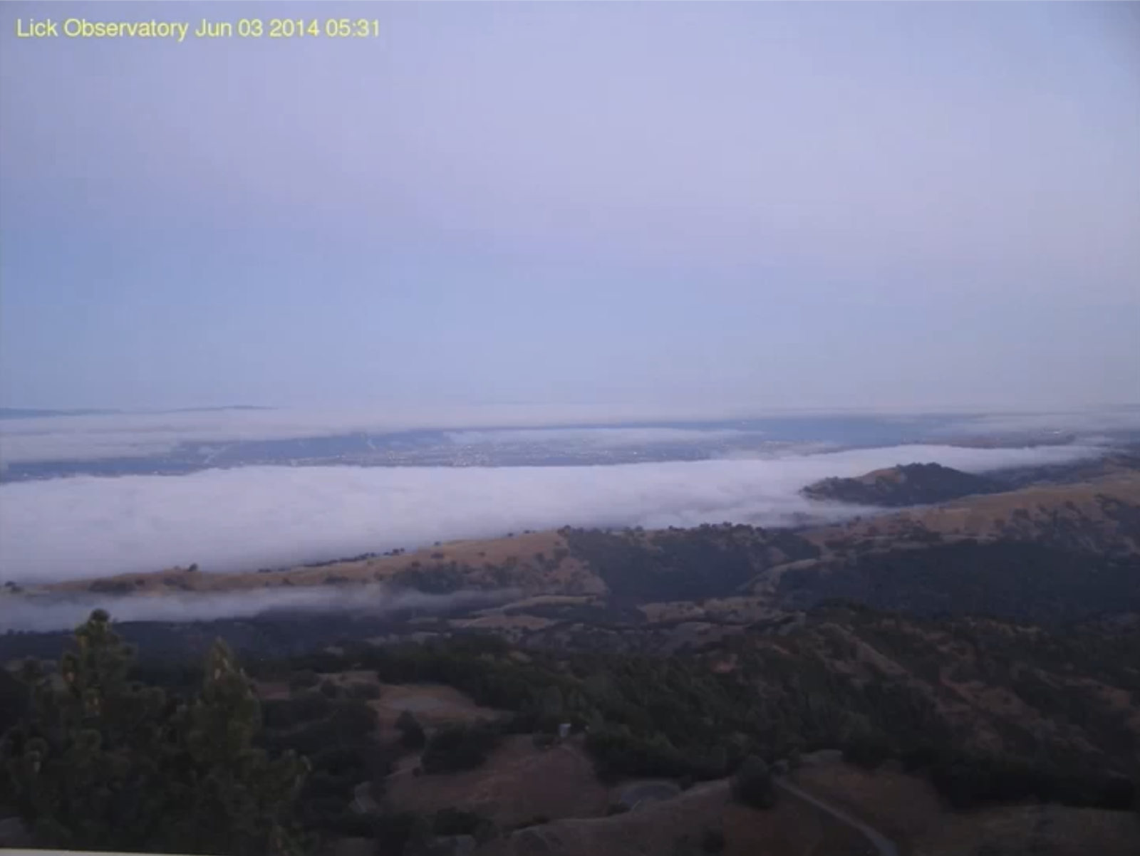 San Francisco Bay Area fog from the Lick Observatory "Ham Cam"
